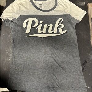 PINK Victoria's Secret Charcoal and Cream Tee